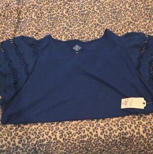 St. John's Bay Navy Flutter Sleeve Top